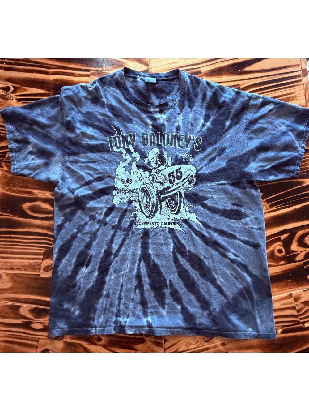 Tony Baloney's Blue Tie-Dye Graphic T-Shirt Celebrating 55 Years, Men's Short-Sl